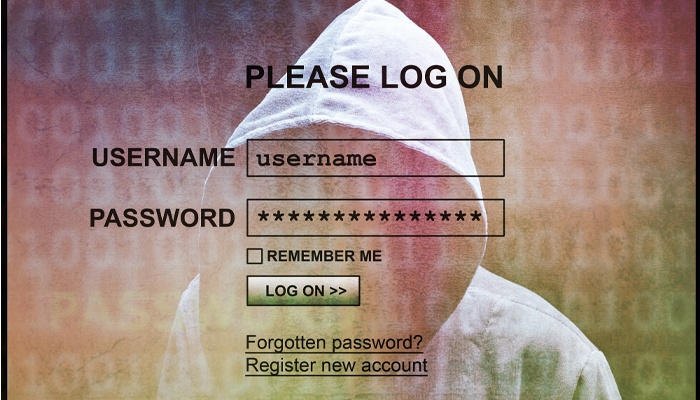 computer hacker in the background of a login screen